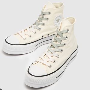 Converse Chuck Taylor Lift Hi (platform) trainers with ombre laces in cream